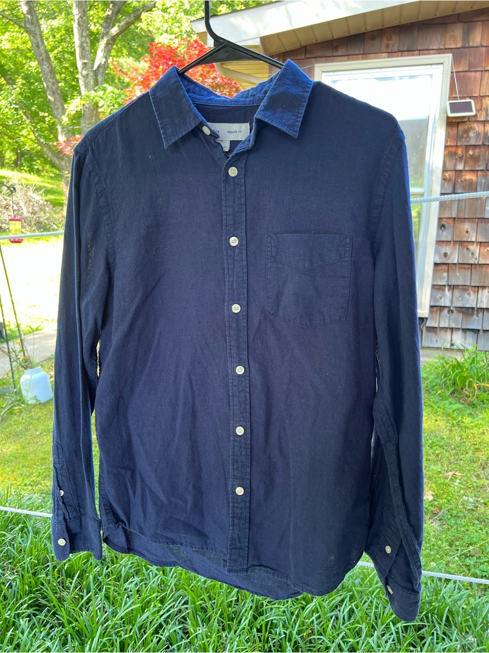 Old Navy Blue Linen Button-Down Shirt